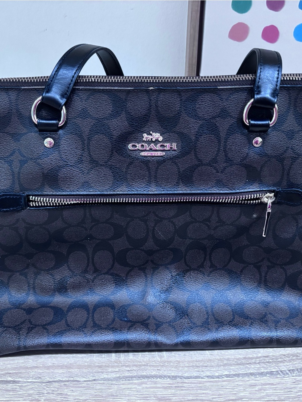 Coach Black Signature Gallery Tote - Brown and Black